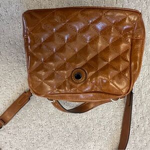 Quilted Brown Leather Shoulder Bag